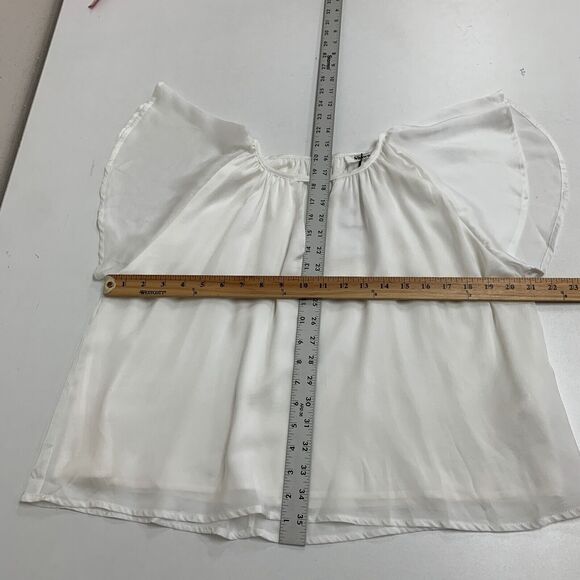 Showpo Demmi Top Womens 6 White Round Neck Keyhole Cutout Flutter Sleeve Lined - Picture 9 of 15